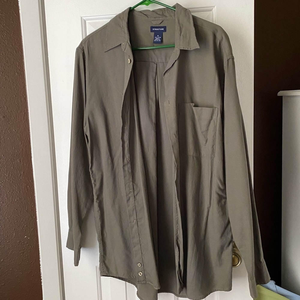 Vintage khaki button up structure shirt